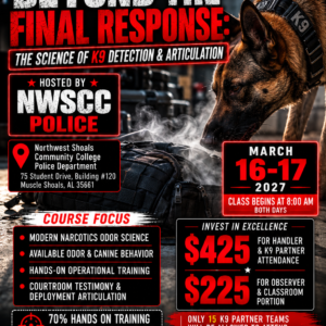 15.) Beyond the Final Response: The Science of K9 Detection & Articulation – Muscle Shoals, AL – March 16-17, 2027 – Observer/Classroom Portion